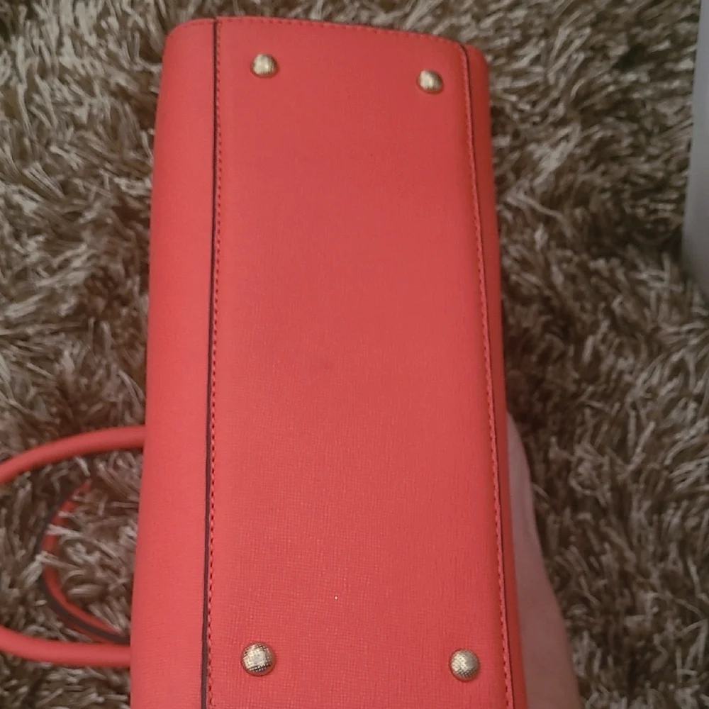 Elegant Coral Handbag with Scarf Accent - Picture 6 of 6